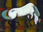 7 - Tea Preville, White Horse, 8x10, acrylic, 2014, $350